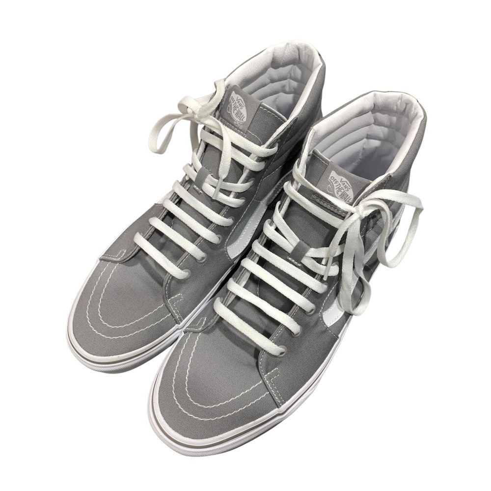 Vans Sk8-Hi High Top Sneakers Frost Grey White Canvas Skate Shoes‎ Mens 12